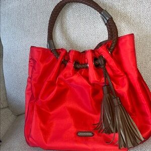 Dana Buchman Shoulder Bag with Brown Handles and Fringe Tassel